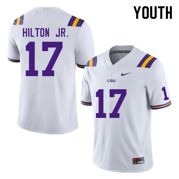 Youth #17 Chris Hilton Jr. LSU Tigers College Football Jerseys Sale-White - Click Image to Close